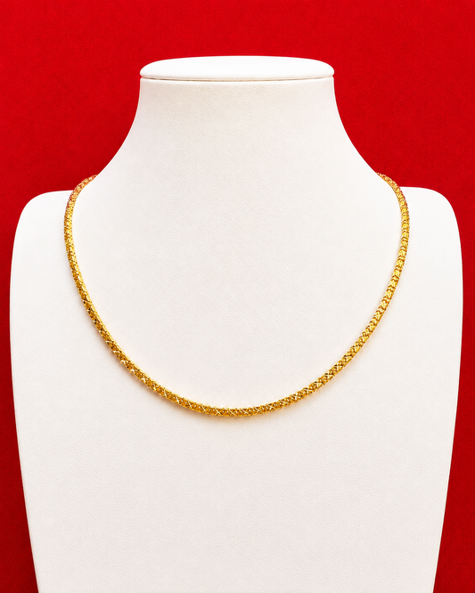 Diamond-Cut Box Link Chain, 23K Gold