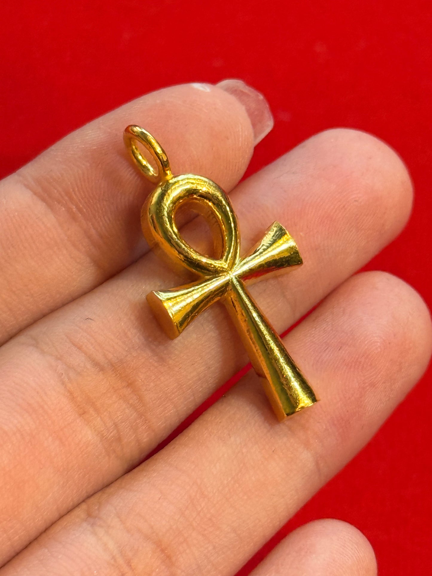 Egyptian Ankh Pendant, 24K Gold