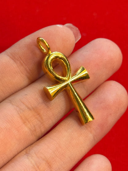 Egyptian Ankh Pendant, 24K Gold