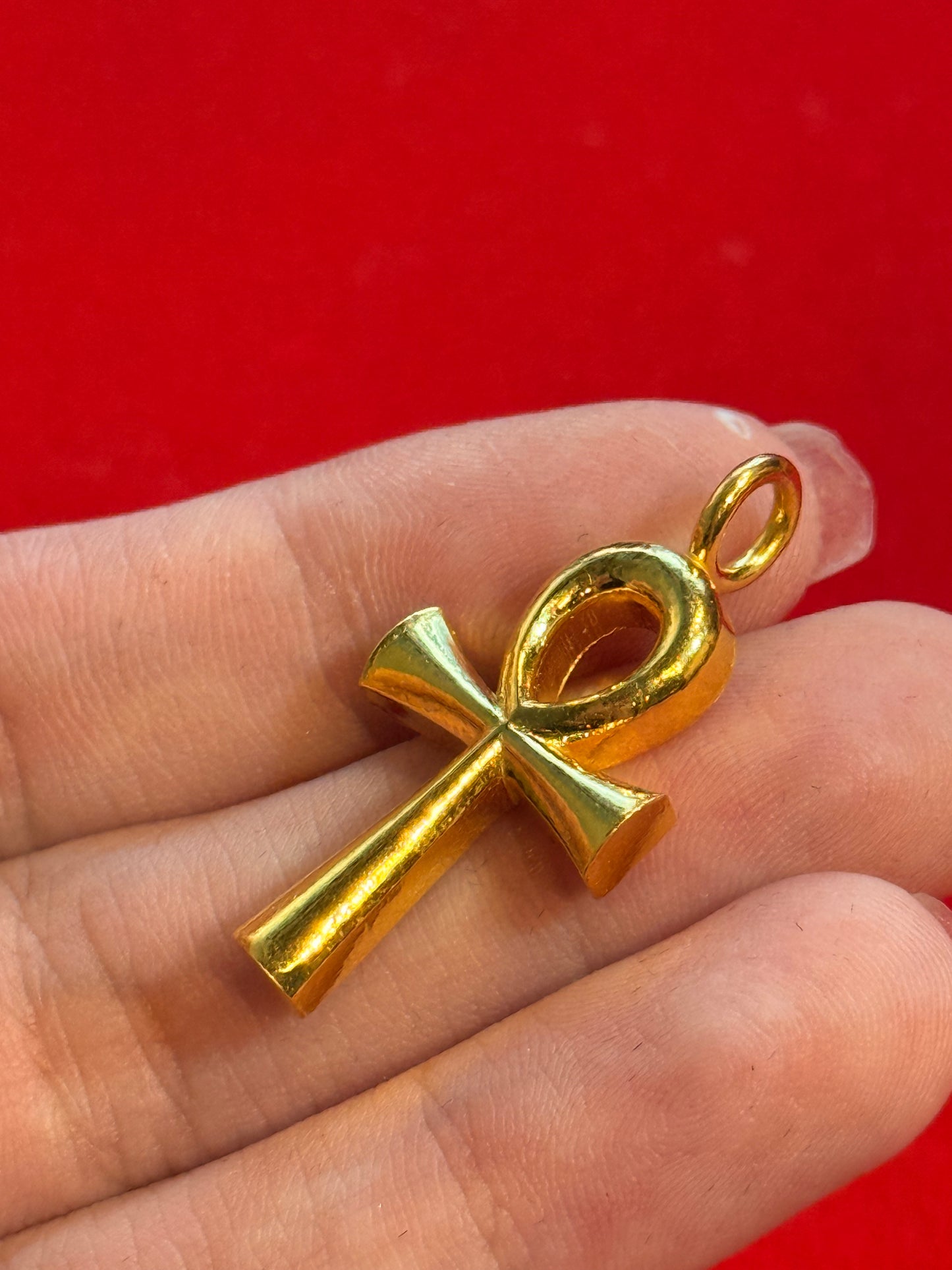 Egyptian Ankh Pendant, 24K Gold