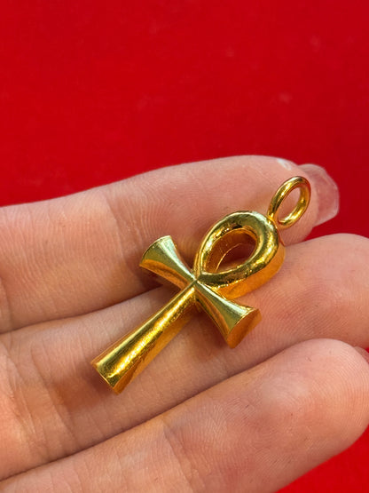 Egyptian Ankh Pendant, 24K Gold