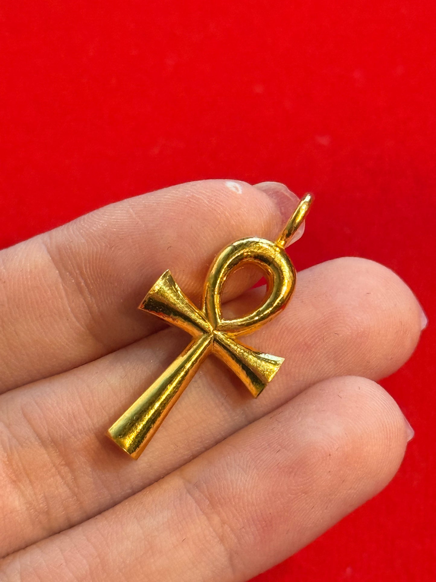 Egyptian Ankh Pendant, 24K Gold