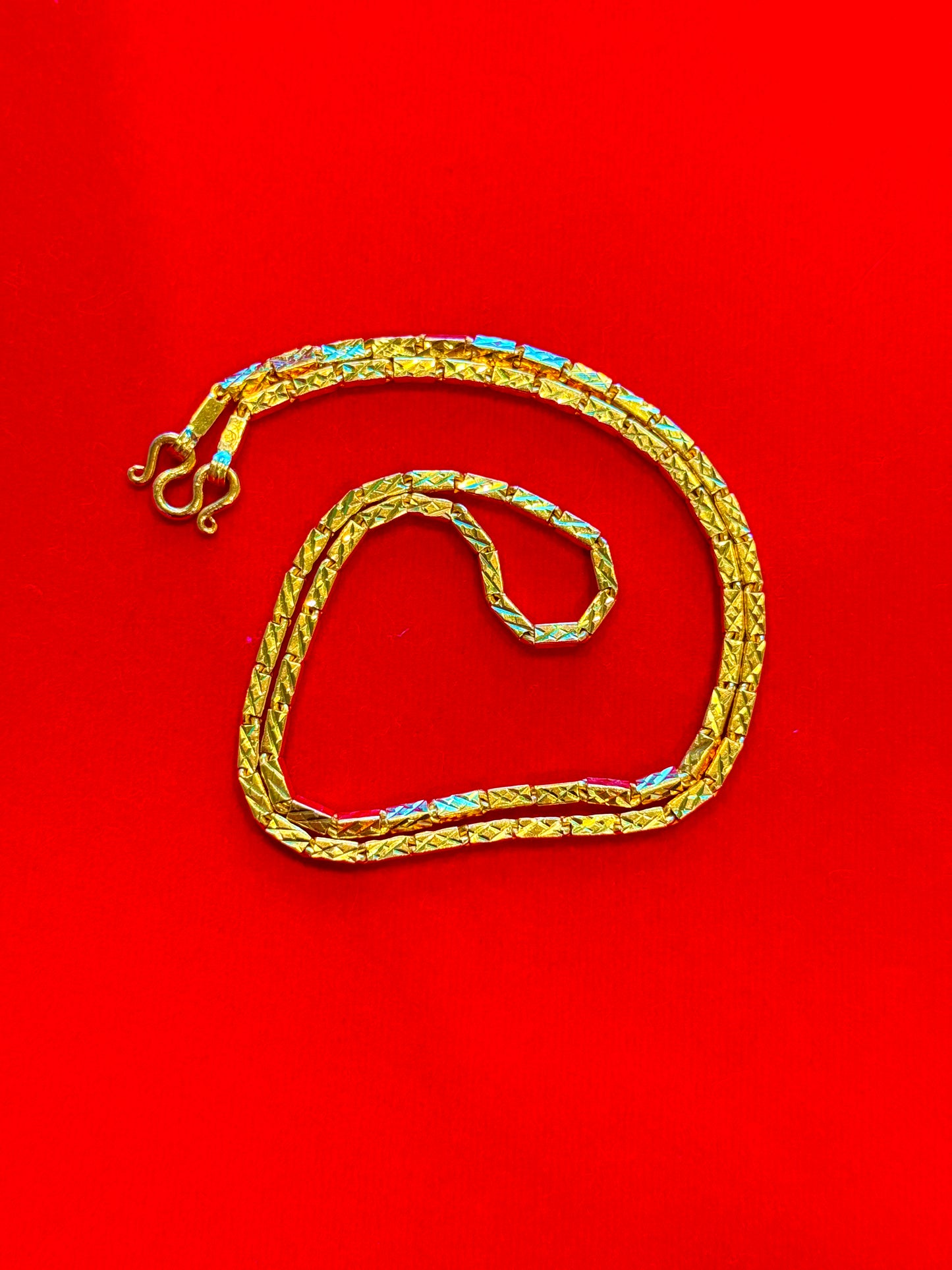 Bar Link Chain, Diamond-Cut, 24K Gold