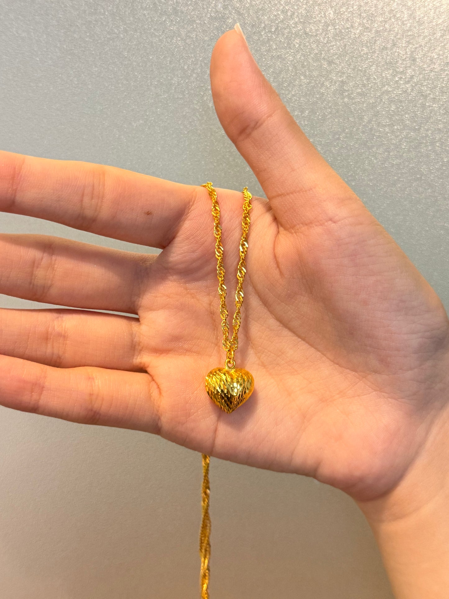 Spiral Heart Necklace, 23K Gold