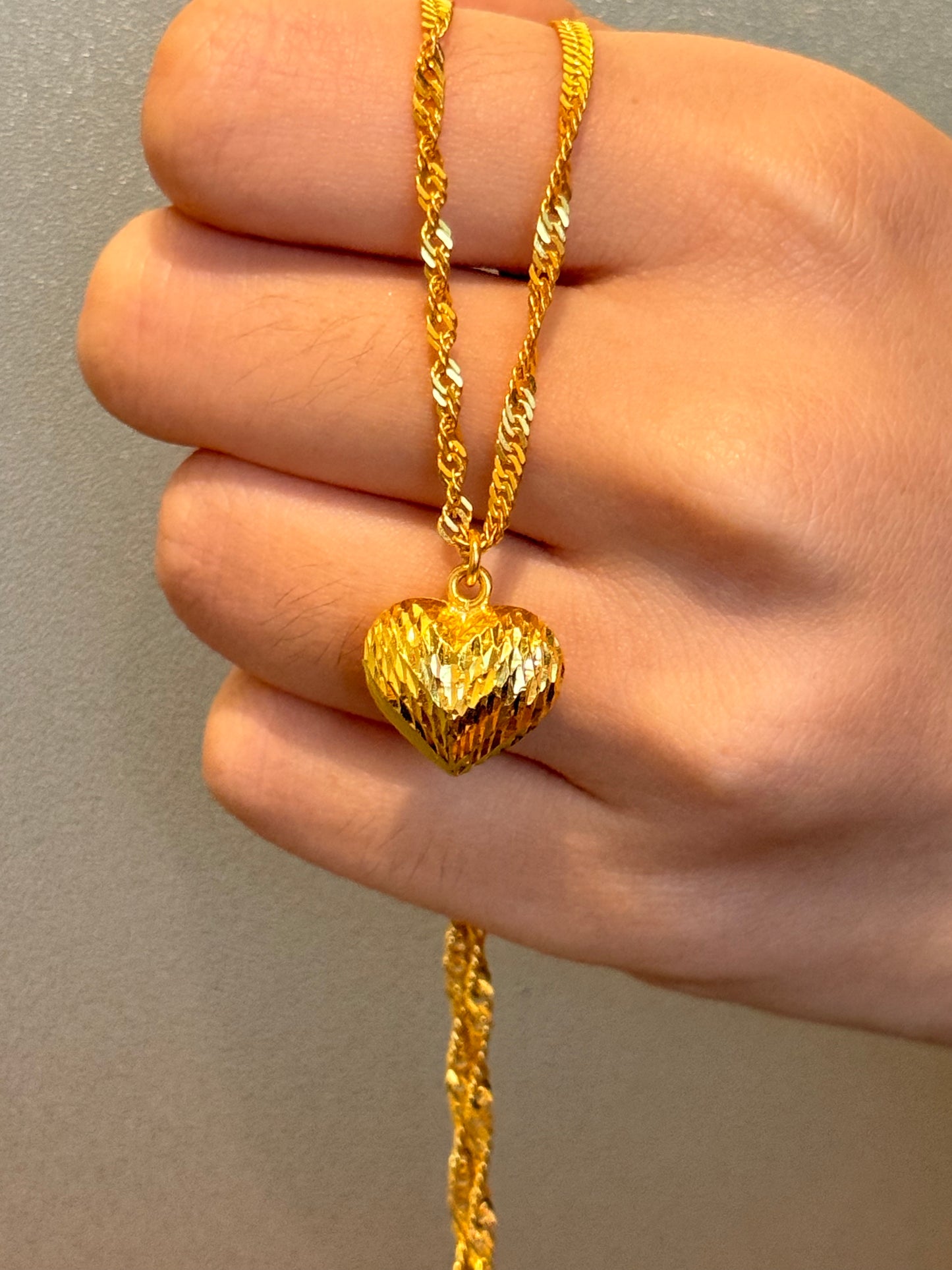 Spiral Heart Necklace, 23K Gold