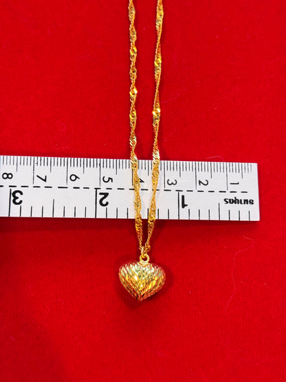 Spiral Heart Necklace, 23K Gold