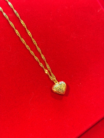 Spiral Heart Necklace, 23K Gold