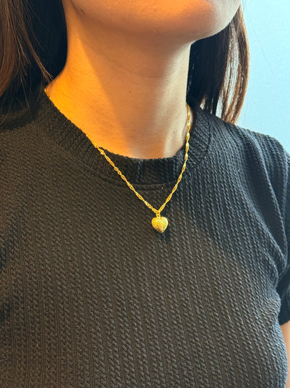 Spiral Heart Necklace, 23K Gold