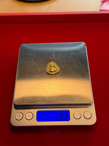 Laughing Buddha Pendant, Diamond Studded, 23K Gold