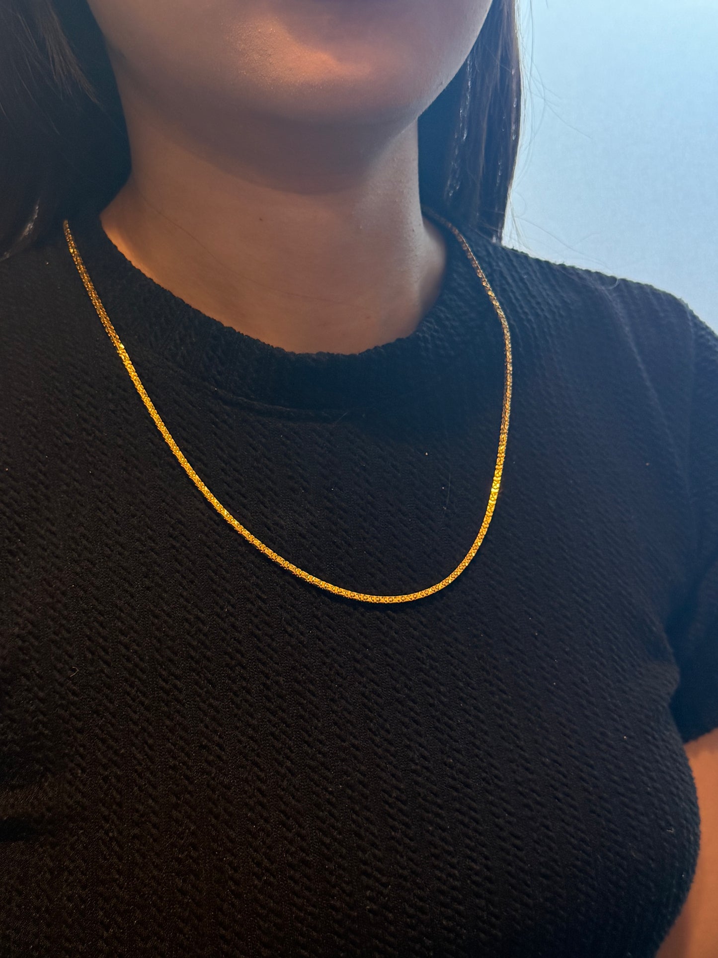 Diamond-Cut Box Link Chain, 23K Gold