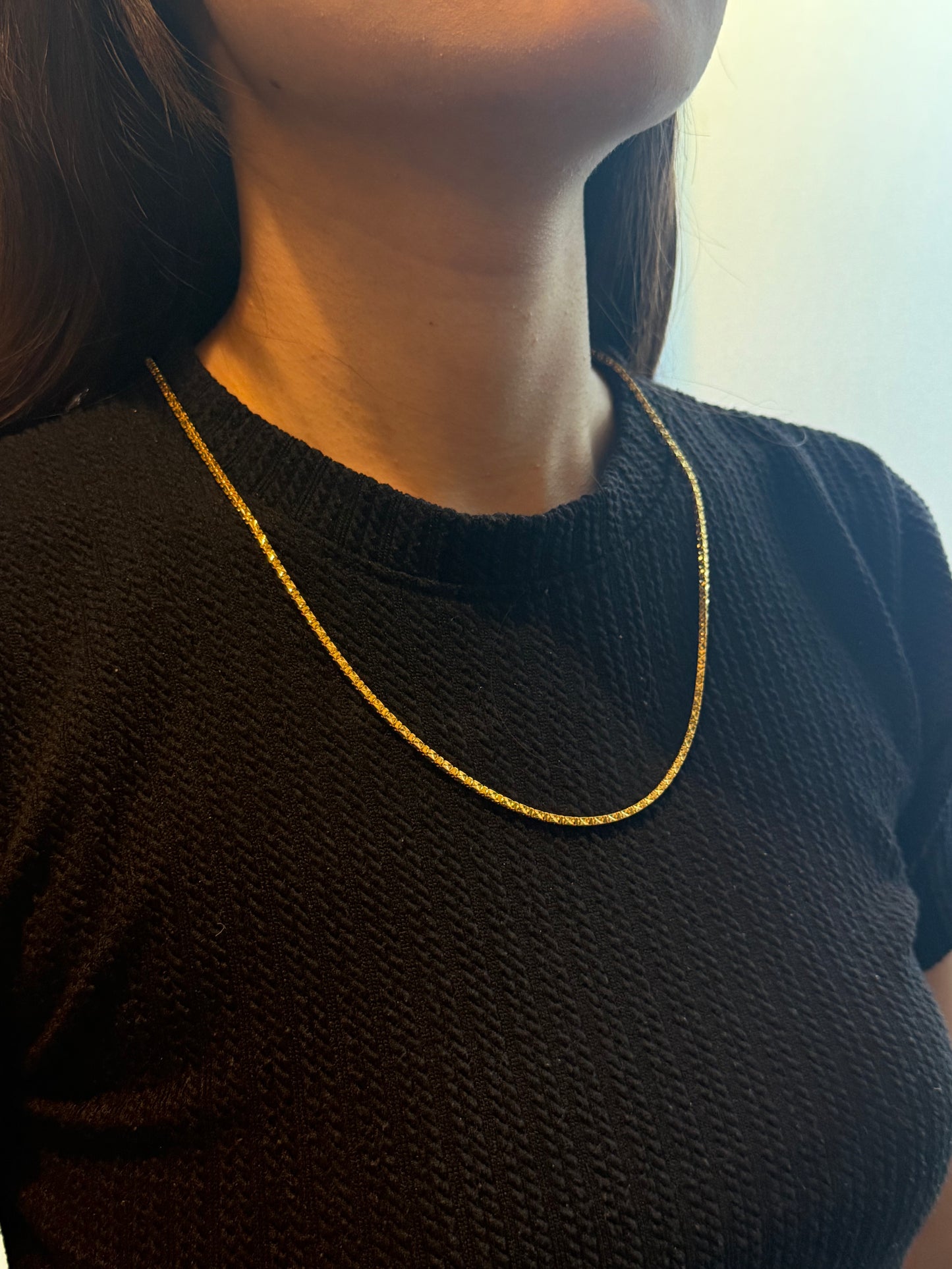 Diamond-Cut Box Link Chain, 23K Gold