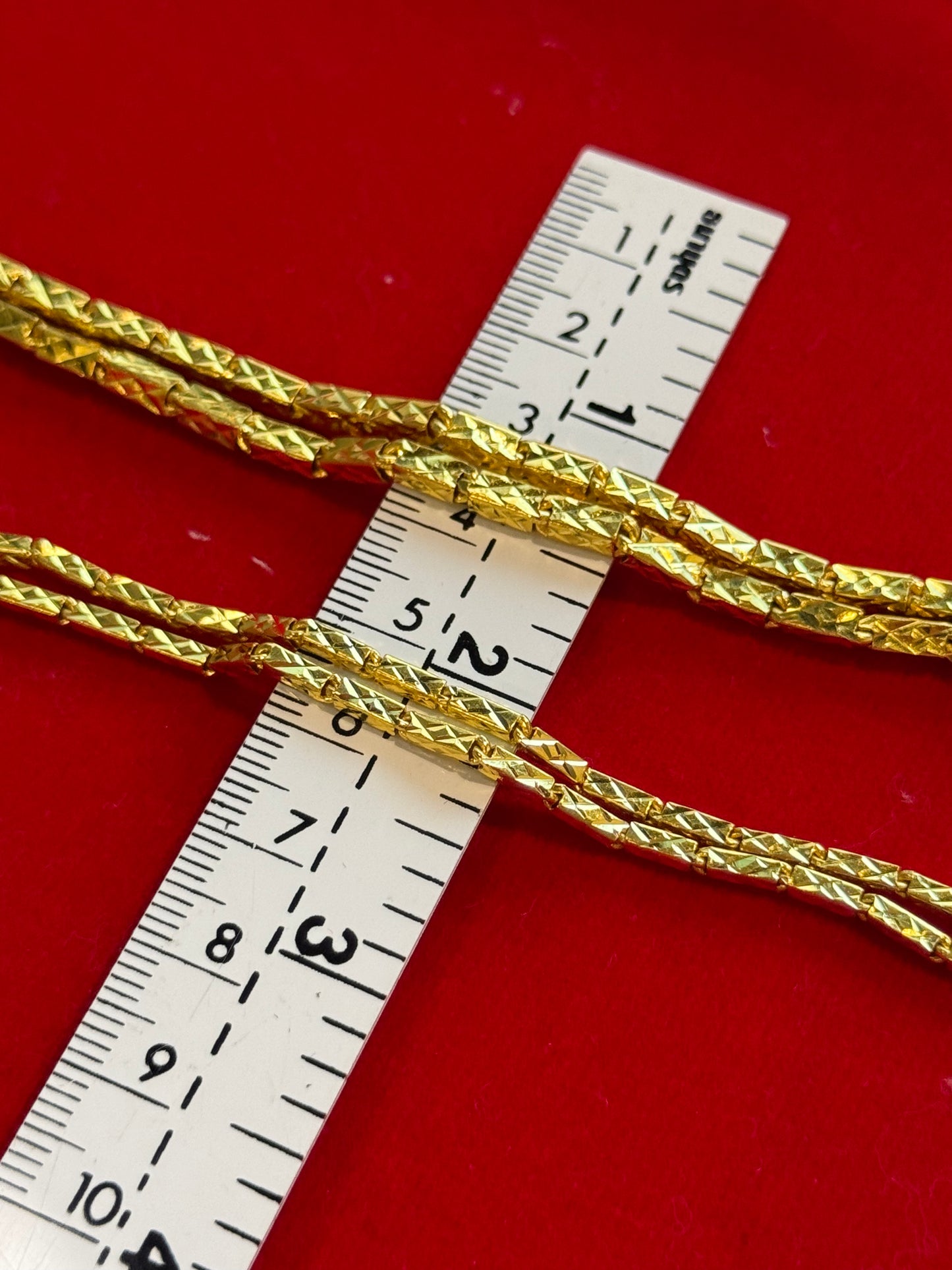 Bar Link Chain, Diamond-Cut, 24K Gold