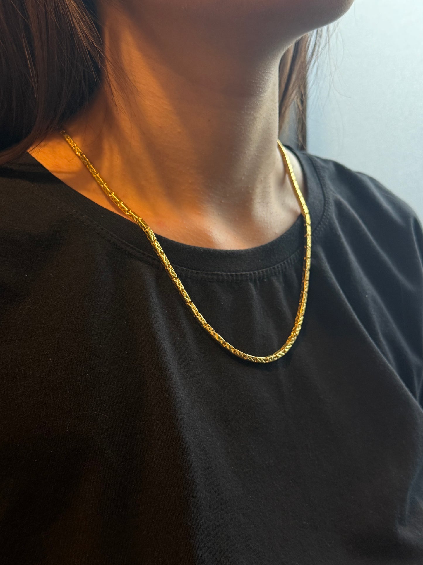 Bar Link Chain, Diamond-Cut, 24K Gold