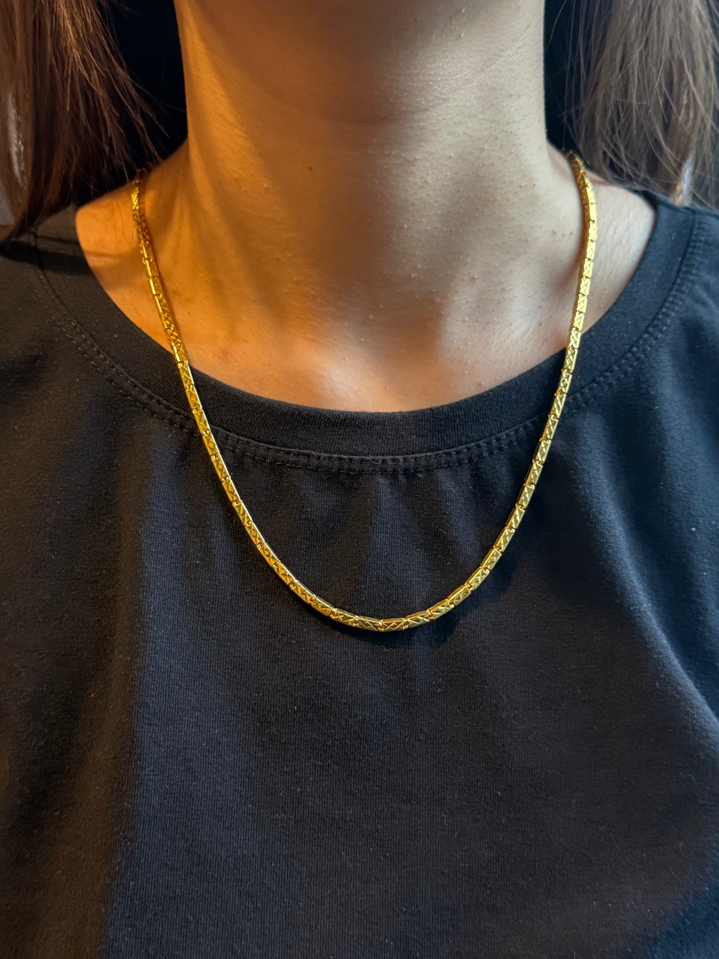 Bar Link Chain, Diamond-Cut, 24K Gold