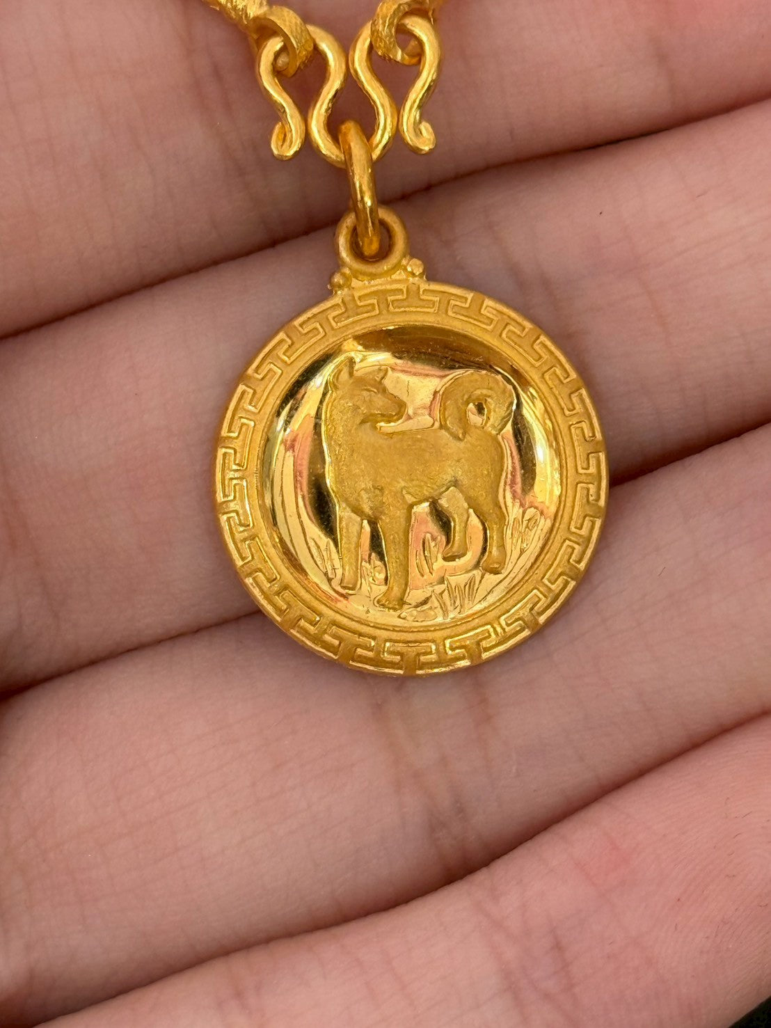 Year of the Dog, Chinese Zodiac Pendant, 23k Gold
