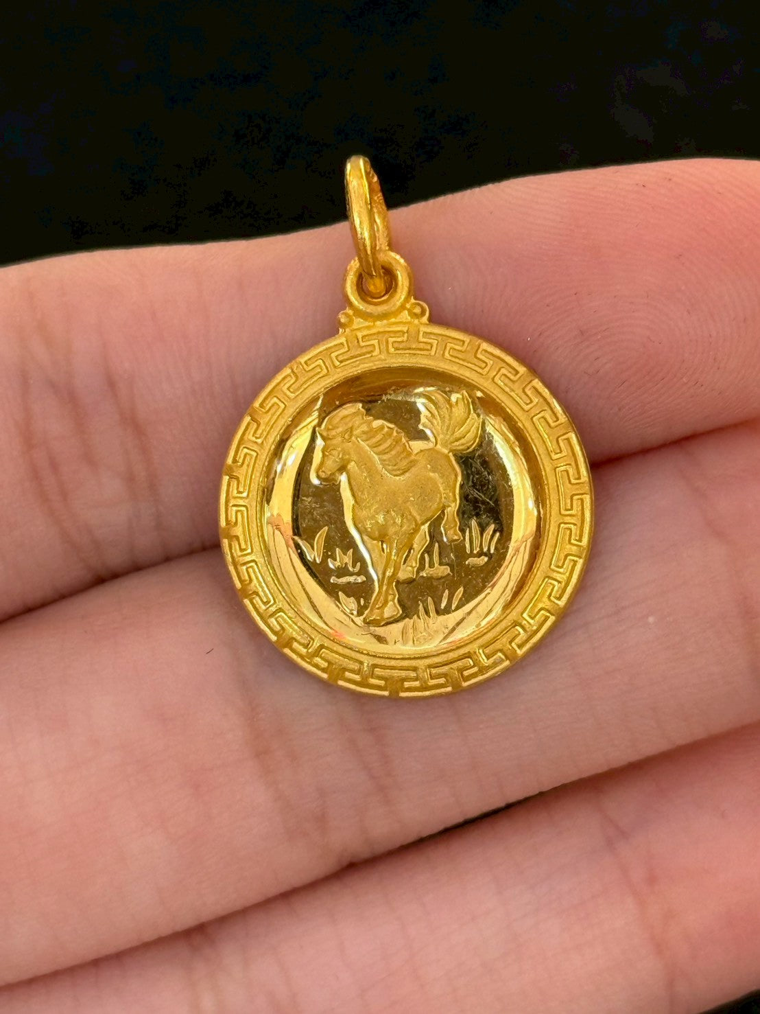 Year of the Horse, Chinese Zodiac Pendant, 23k Gold