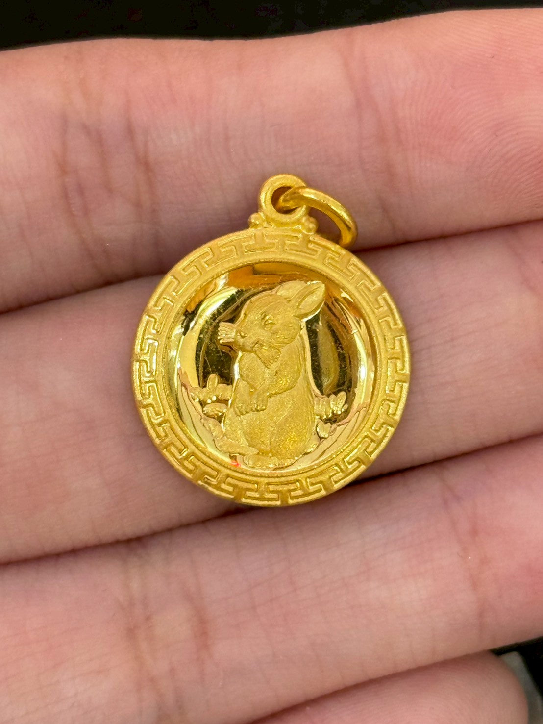 Year of the Rabbit, Chinese Zodiac Pendant, 23k Gold