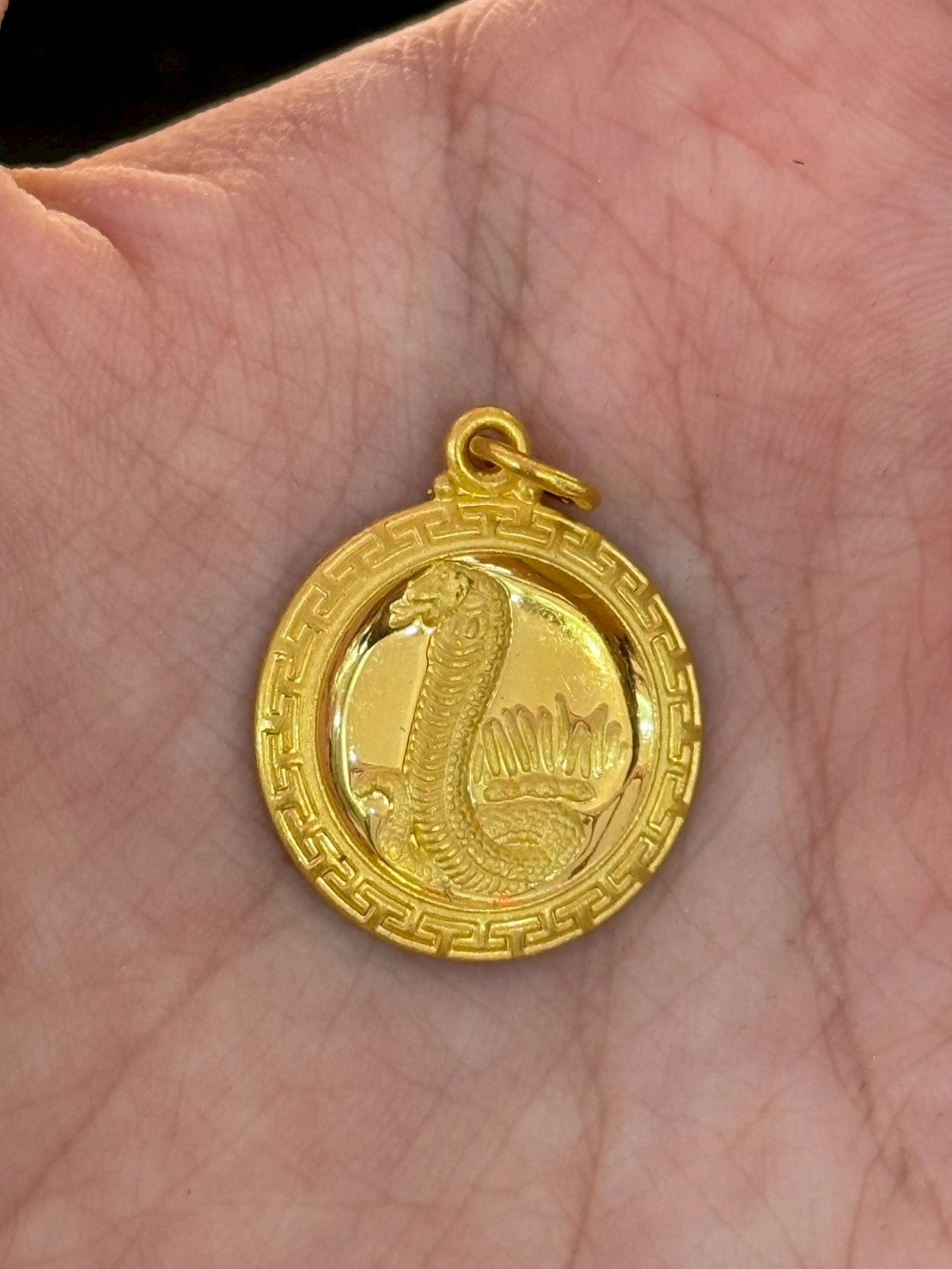 Year of the Snake, Chinese Zodiac Pendant, 23k Gold