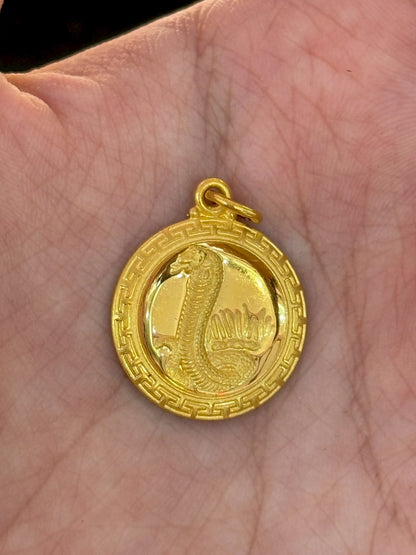Year of the Snake, Chinese Zodiac Pendant, 23k Gold
