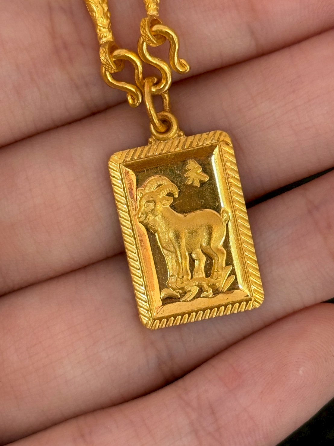 Year of the Goat, Chinese Zodiac Pendant, 23k Gold