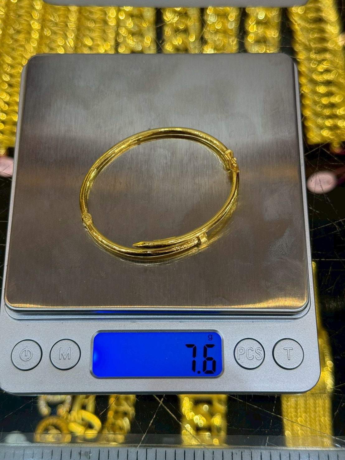 Designer Nail Bangle, 23K Gold