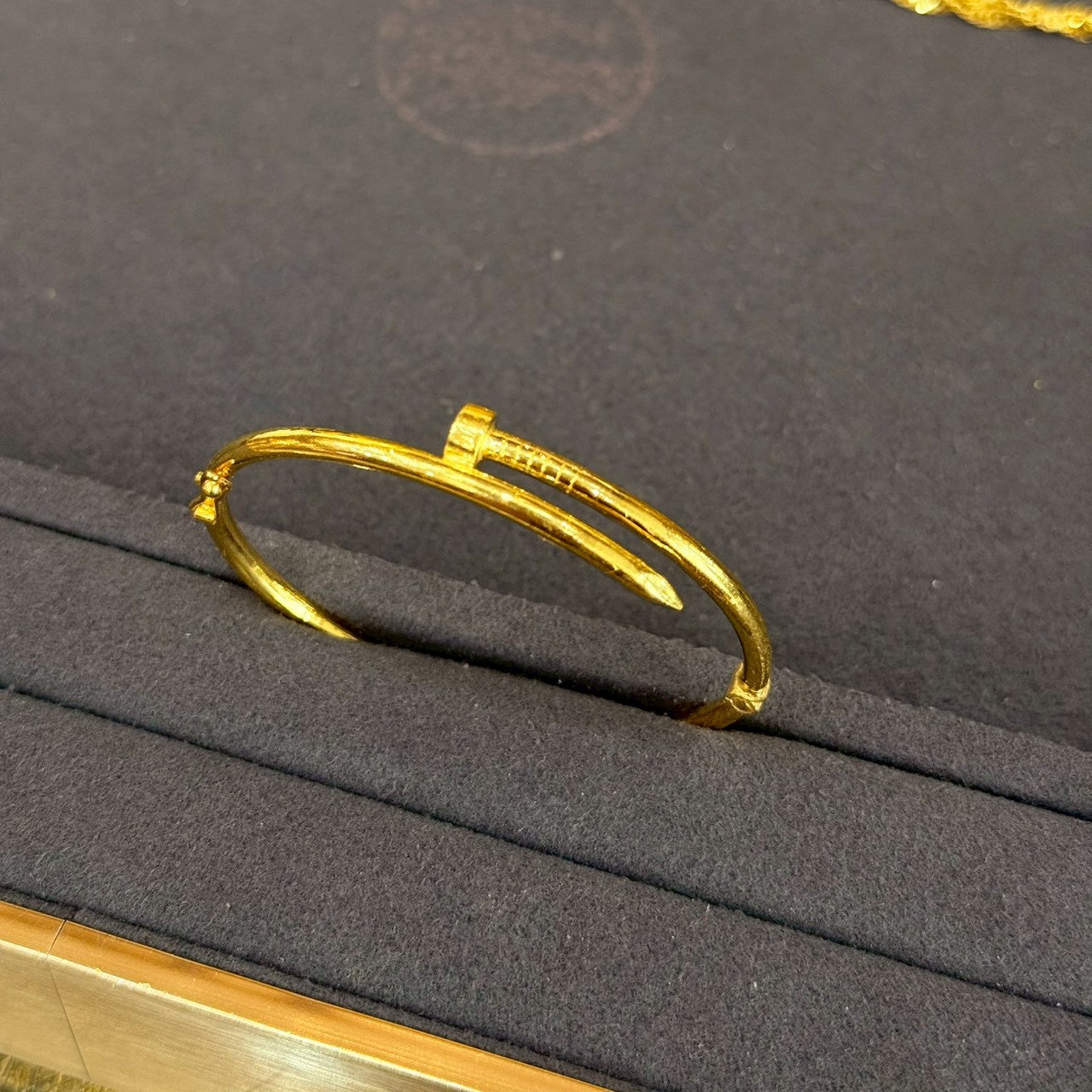 Designer Nail Bangle, 23K Gold