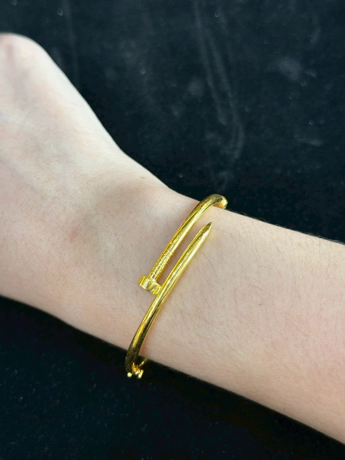 Designer Nail Bangle, 23K Gold