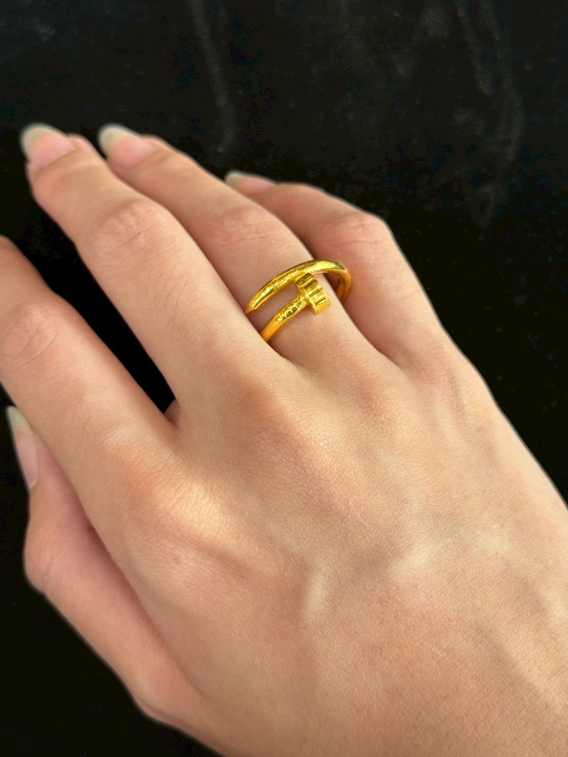 Designer Nail Ring, 23K Gold