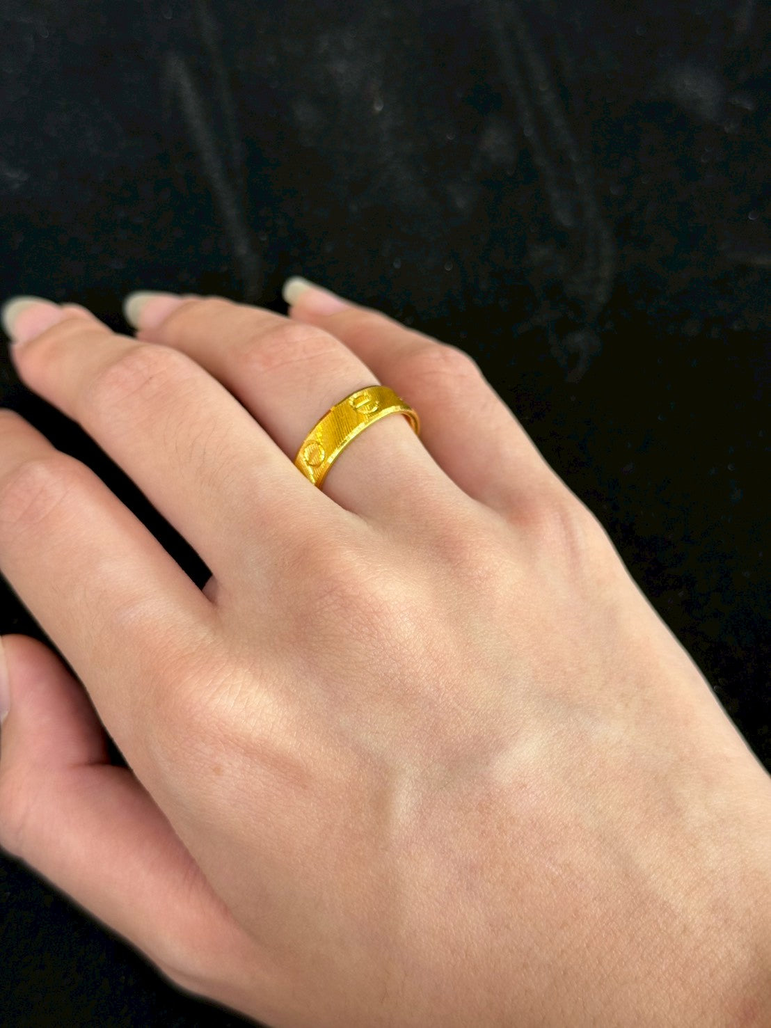 Designer French C Ring, 23K Gold