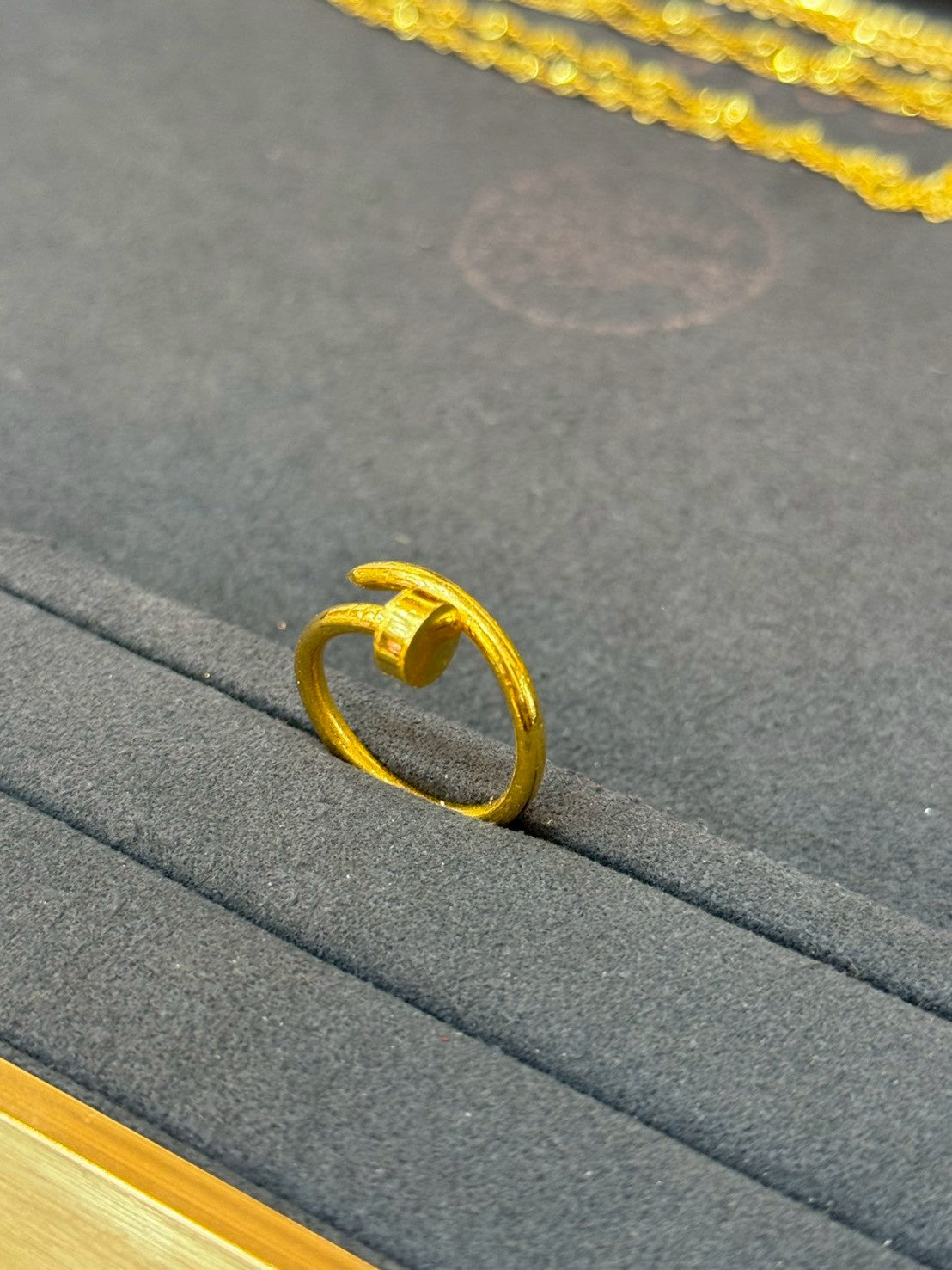 Designer Nail Ring, 23K Gold