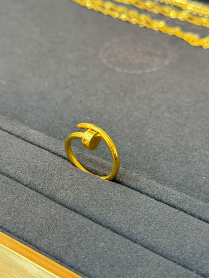 Designer Nail Ring, 23K Gold