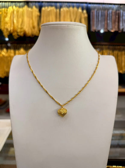 Spiral Heart Necklace, 23K Gold