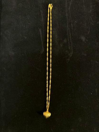 Spiral Heart Necklace, 23K Gold