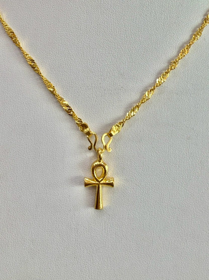 Egyptian Ankh Pendant, 24K Gold