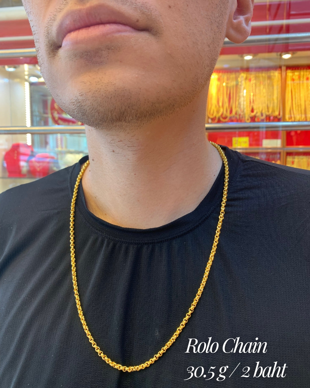 Rolo Chain, 24K Gold