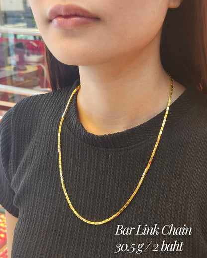 Bar Link Chain, 24K Gold
