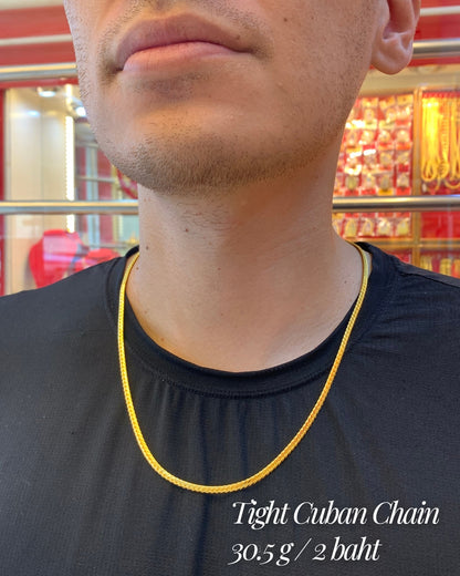 Tight Cuban Chain, 24K Gold