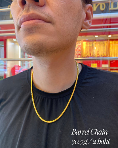 Barrel Chain, 24K Gold