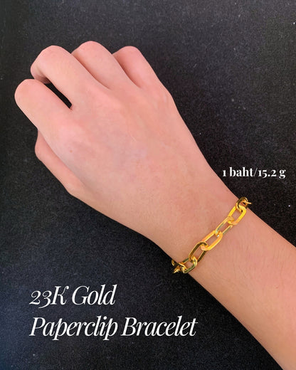 Paperclip Bracelet, 23k Gold