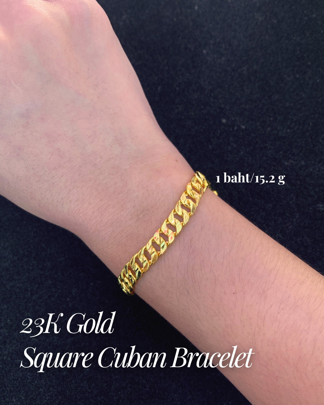 Square Cuban Bracelet, 23K Gold