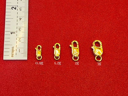 Lobster Clasp, 18k Gold Plated in 24k Gold