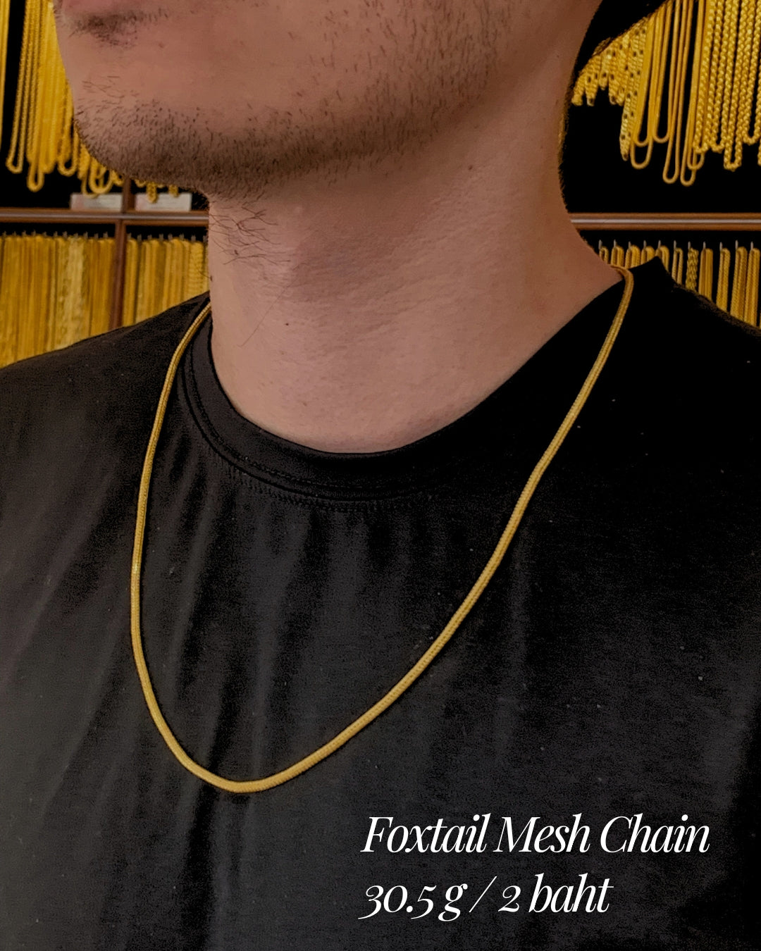 Foxtail Mesh Chain, 23K Gold