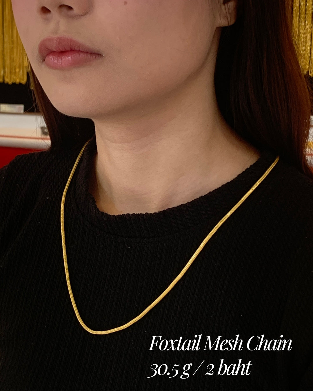 Foxtail Mesh Chain, 23K Gold