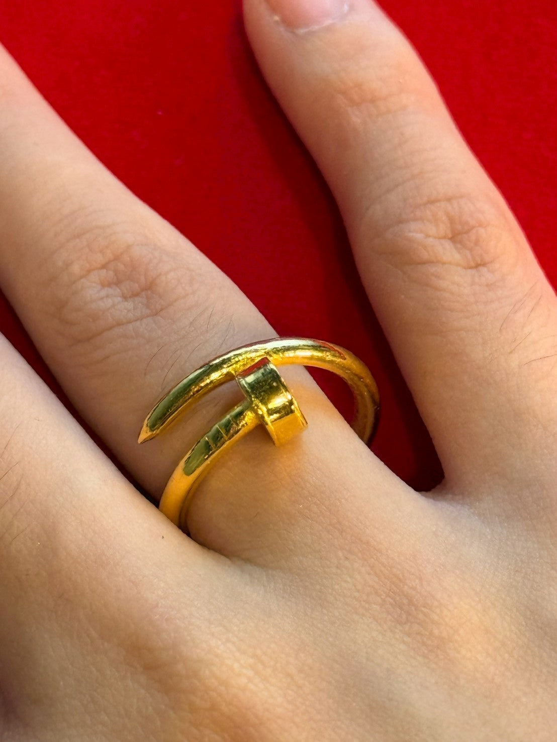 Designer Nail Ring, 23K Gold