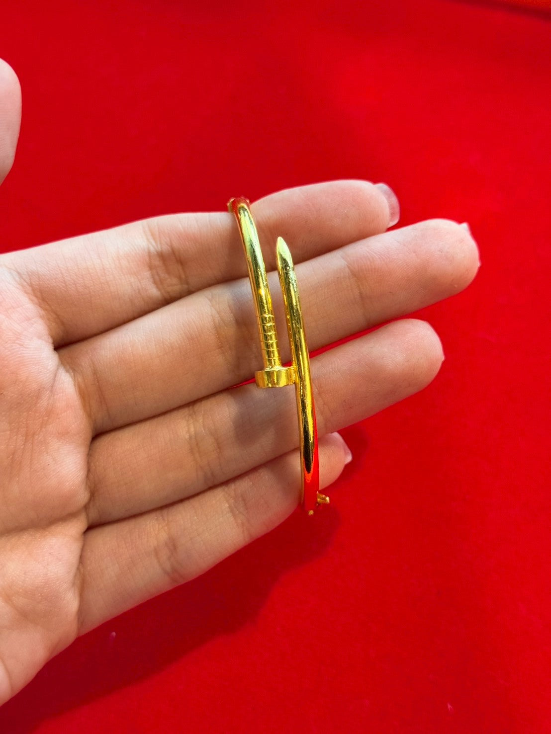 Designer Nail Bangle, 23K Gold