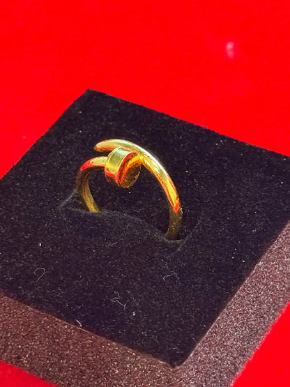Designer Nail Ring, 23K Gold