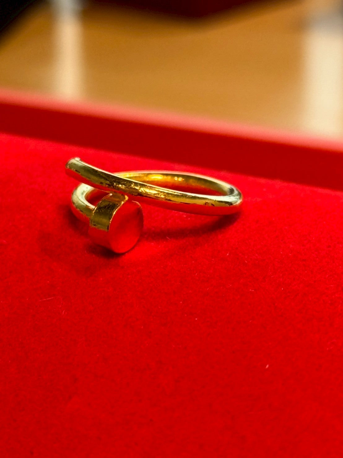 Designer Nail Ring, 23K Gold