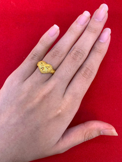 Gold Heart Ring, 23K Gold