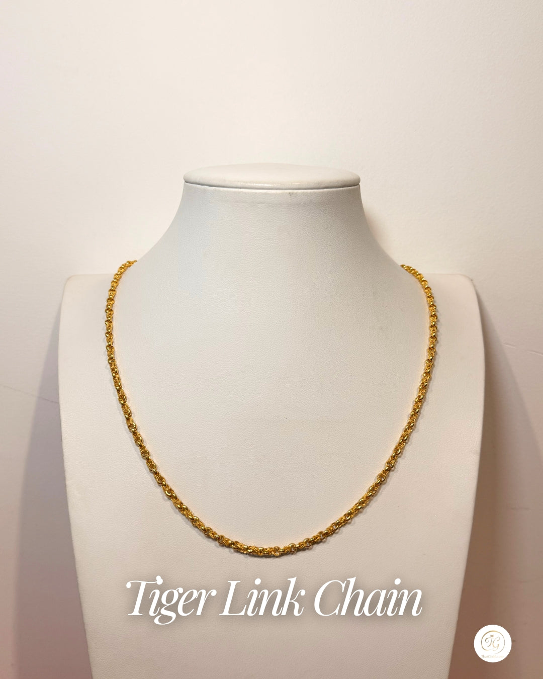 Tiger Link Chain, 24K Gold