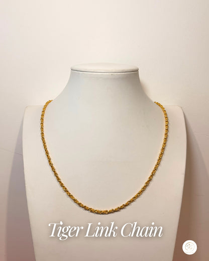 Tiger Link Chain, 24K Gold